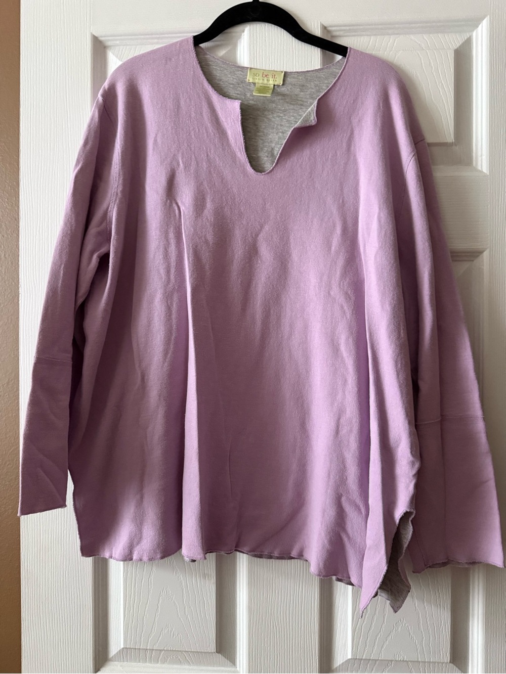 So Be It Sigrid Olsen Lavender Cotton Split V-Neck Tunic Top 1X